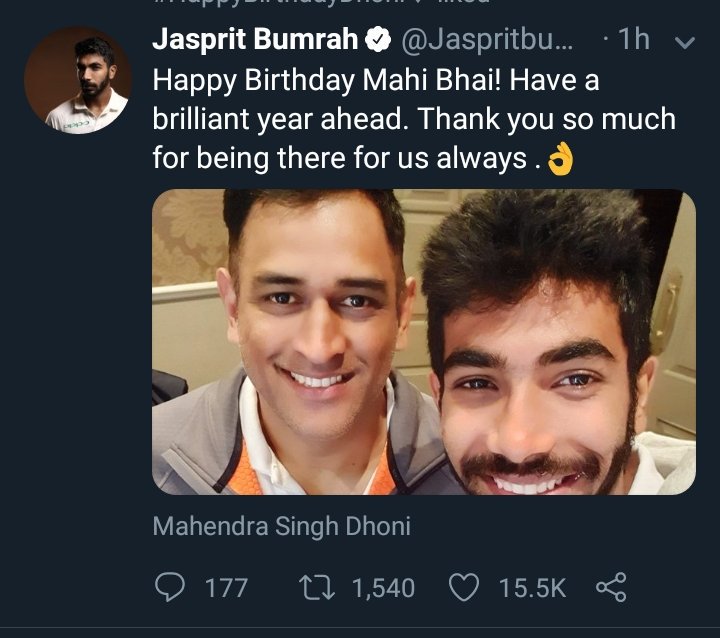 Bumrah  wishes!  #HappyBirthdayDhoni