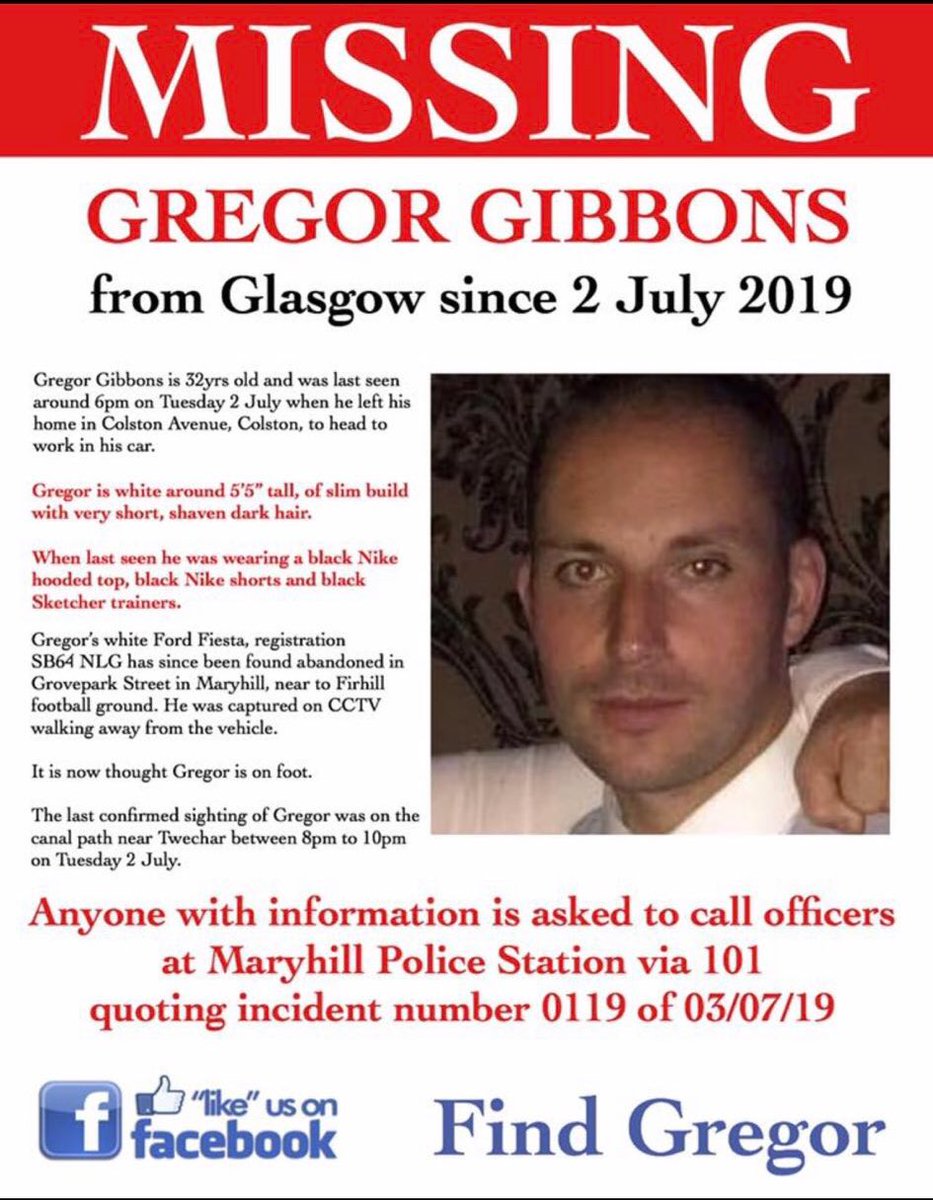 Rangers will show Gregor’s image on the screens before the game and at half time today. If you have seen him please get in contact - details below