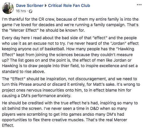 DjangoCribbs's tweet photo. @matthewmercer I did not write this. But I love this and want it to be seen by as many as possible. We love you, Mercer, and everything you and the cast do for us. #Criticalrole #Critters #MercerEffect https://t.co/ZaMwhEz1tH