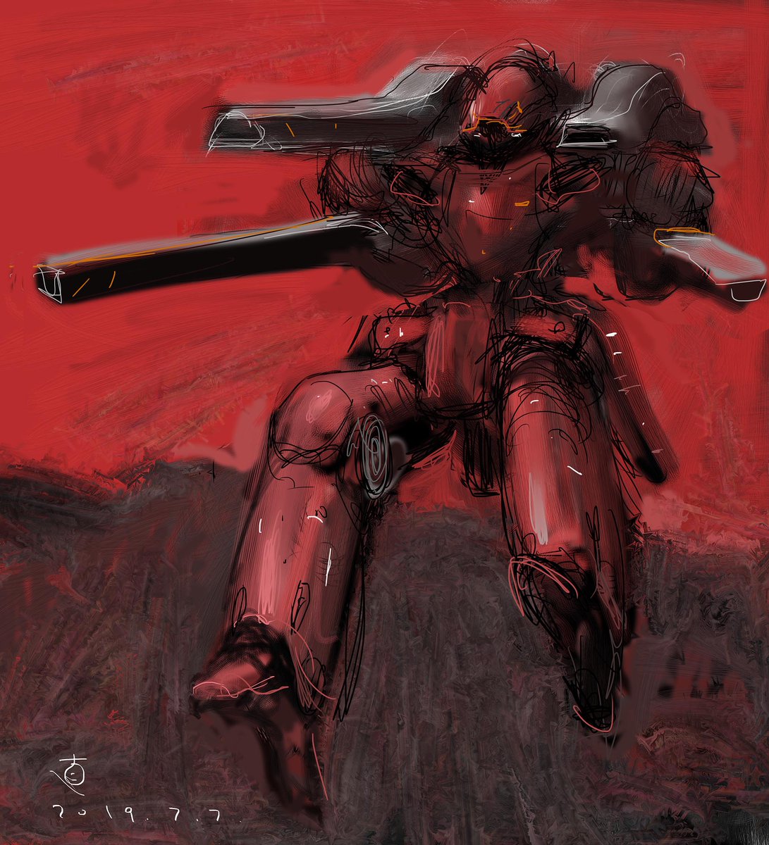 no humans mecha robot weapon solo science fiction sketch  illustration images