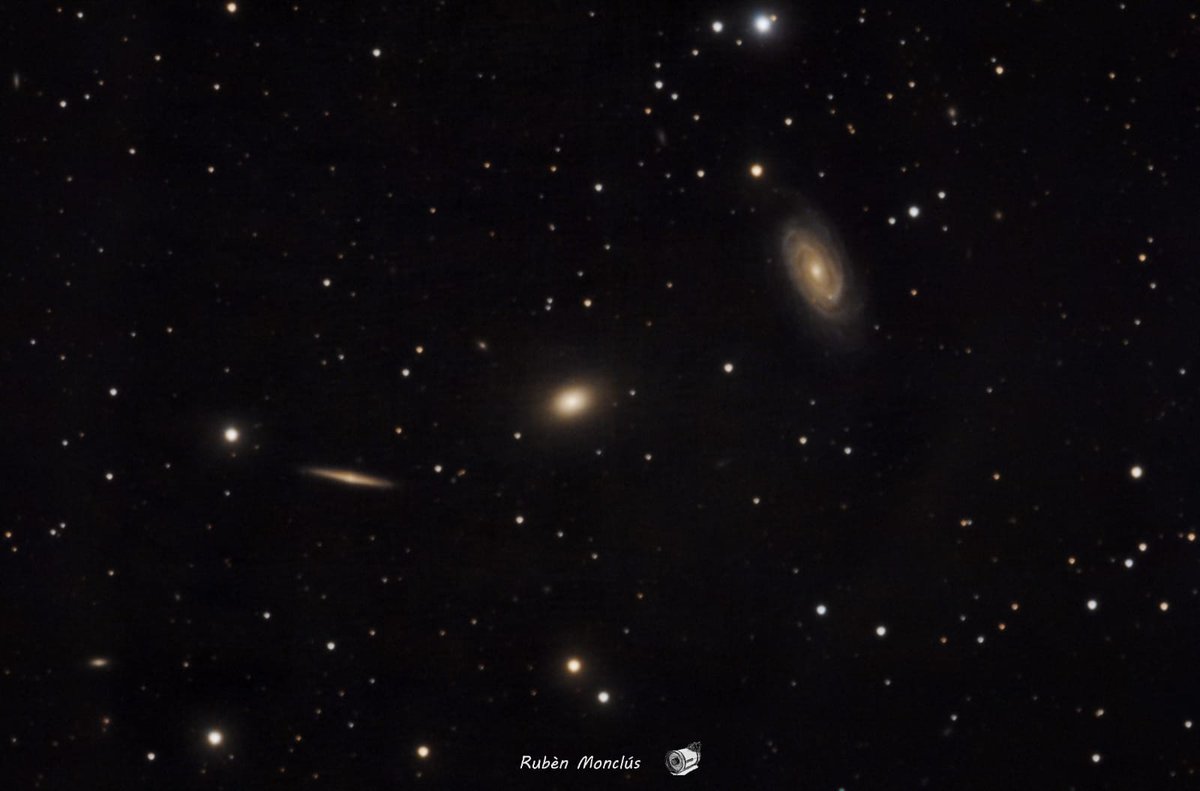 Astrofoto del triplet de Draco feta a focal primària (2350 mm) realitzada pel <a href="/rubenmonclus/">Rubèn Monclús</a> membre de la Societat Astronòmica de Lleida.