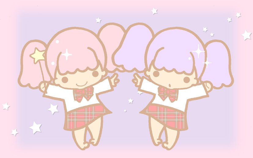 multiple girls 2girls twintails chibi pink hair skirt school uniform  illustration images