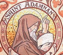 Adomnán was popular name in early Ireland. St Adomnán, aka Eunan (624-704) born in Raphoe, Co Donegal & became abbot of Iona. Politician, hagiographer & law-maker. Wrote about life of his cousin Columba/Colmcille e.g. when he banished the Loch Ness monster (1st mention of it)!