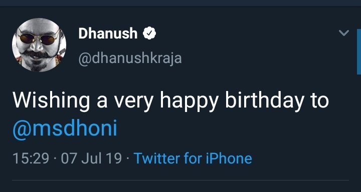 Dhanush Wishes!  #HappyBirthdayDhoni