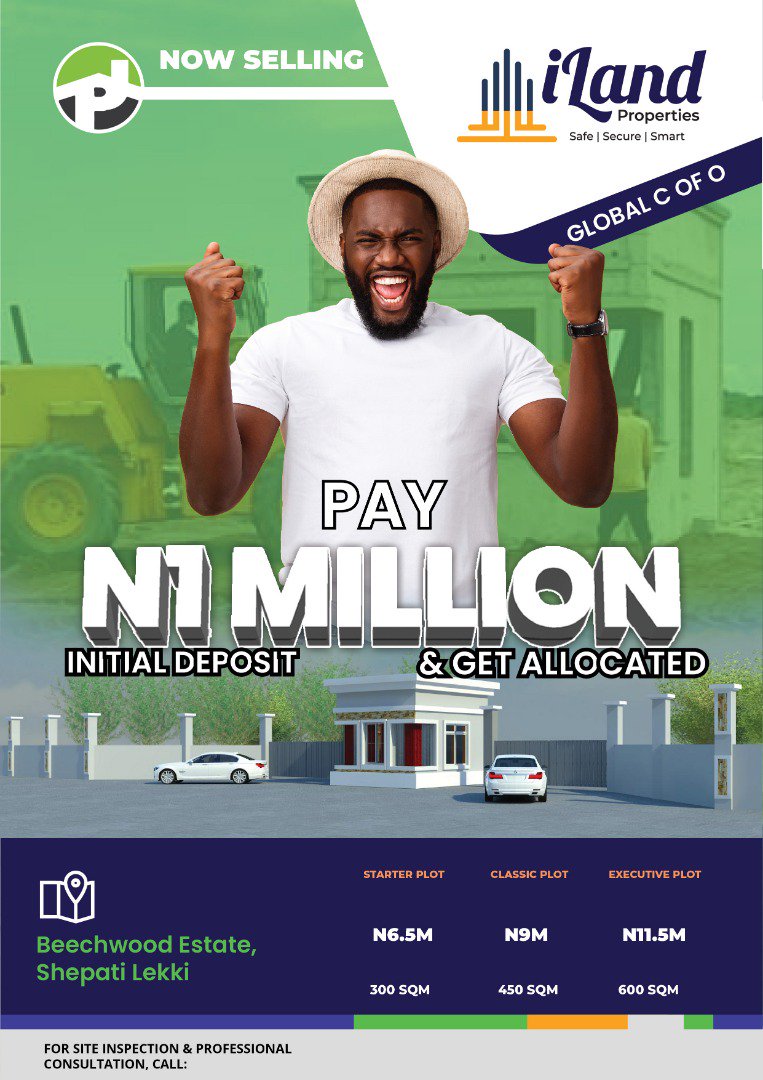 callmehamzy's tweet photo. Go and buy it quickly, because without land you're not really a POWER BASE...
The best place to buy land or invest in landed properties now is in Ibeju lekki, #iLandproperties is located within BEECHWOOD estate 15mins drive from Novare Mall, with a GLOBAL C OF O, 100% DRY LAND.. https://t.co/WXjPyrtBpb