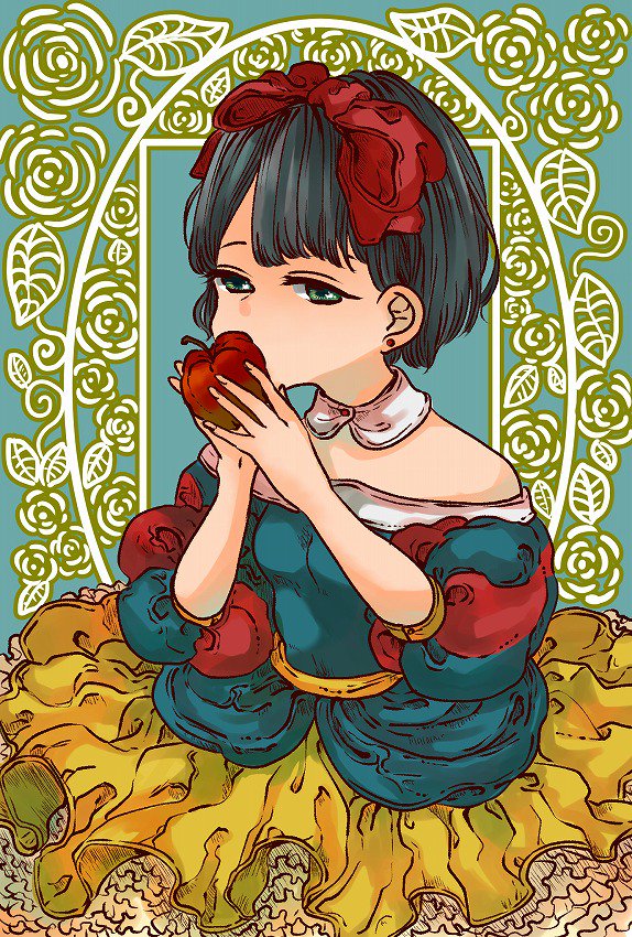 昨日の線画に着色。白雪姫。童話系また描きたい。 