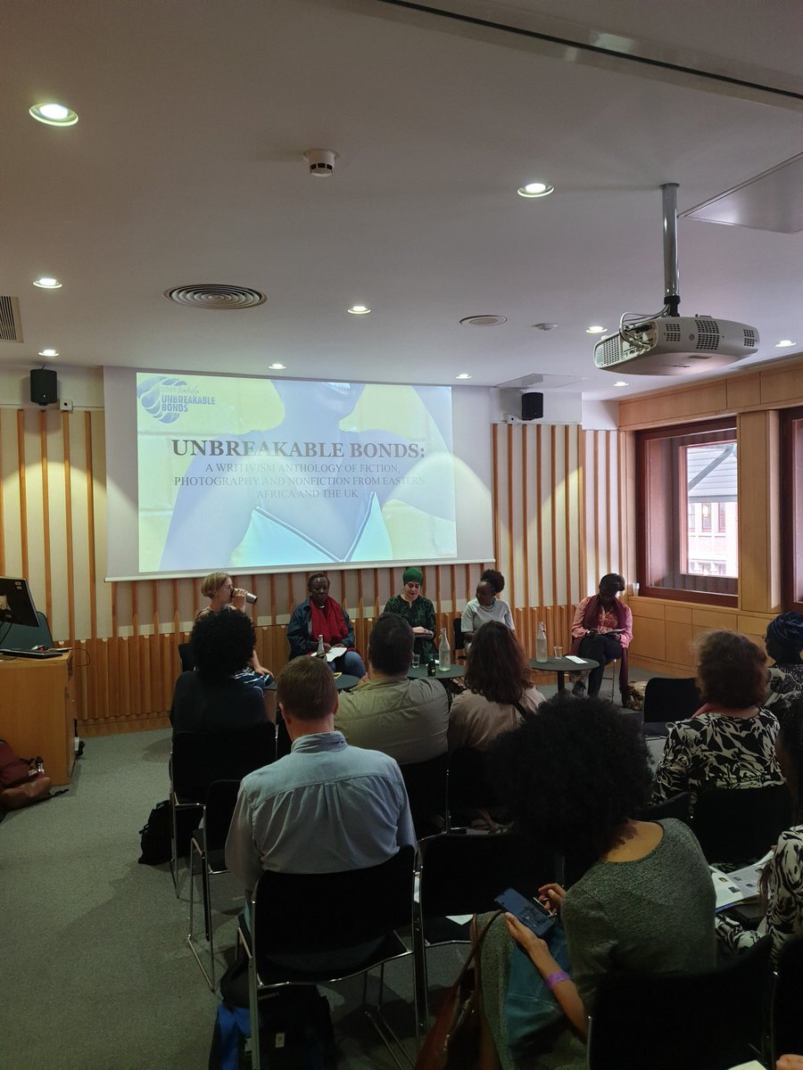 AfricaWritesUK's tweet photo. @SumayyaLee talks about Writivism, which entails Ugandan-based intiatives to promote writing. There's now an anthology called Unbreakable Bonds!
#AfricaWrites2019 https://t.co/MUSDViMWed