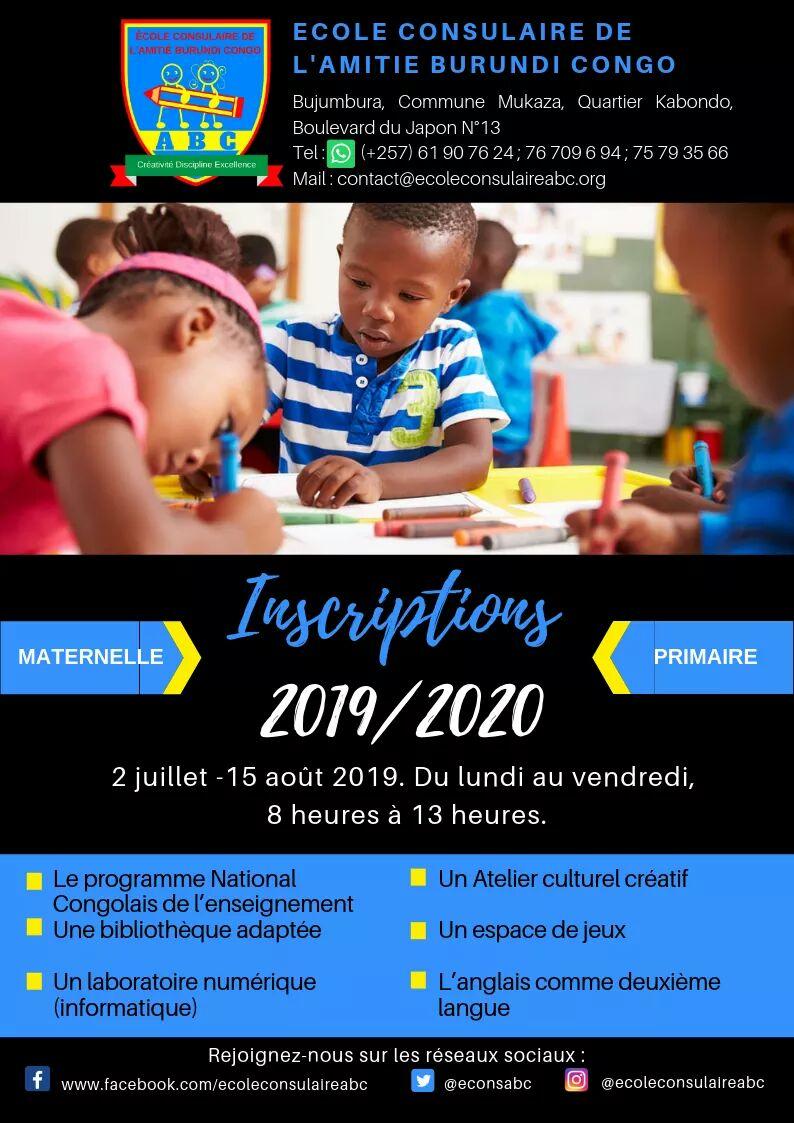Santaziz's tweet photo. L'école consulaire de l'Amitié Burundi-Congo @econsabc vous informe que les inscriptions des nouveaux élèves ont debuté. 
Notre équipe vous attends du lundi au vendredi, de 8h00 à 13h. 
Vous êtes les bienvenus !
Merci ; aksanti ; murakoze ! https://t.co/SXzrJBkOsZ