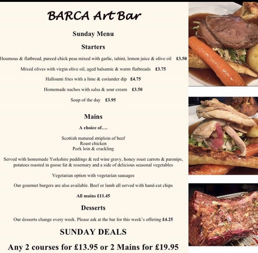 BarcaGosforth's tweet photo. Come and try one of our beautiful Sunday roasts, we reckon you’ll be impressed! https://t.co/DgBDmN0v48