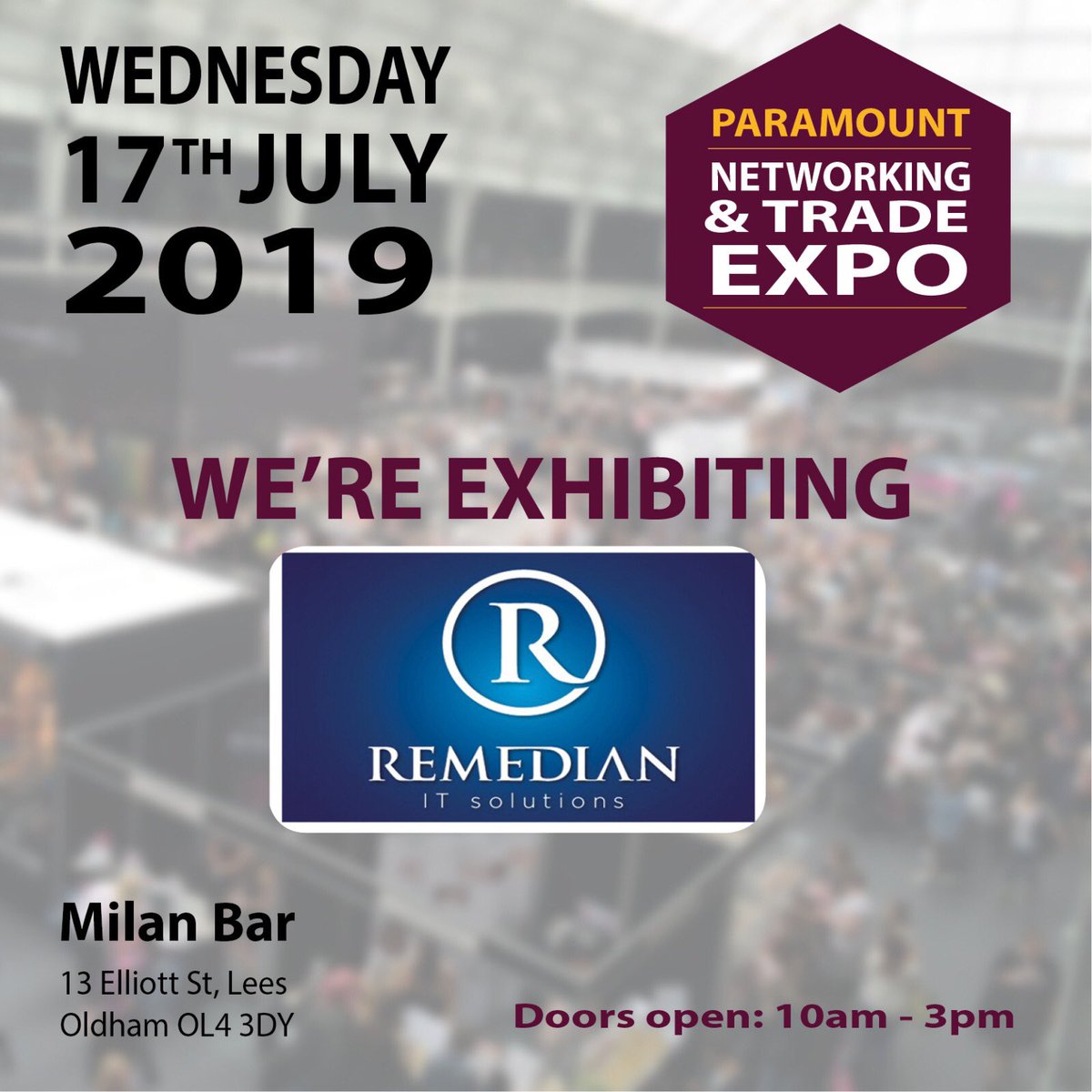 We are #exhibiting <a href="/MilanBarLees/">Milan Bar</a> on 17th July at the <a href="/bni_paramount/">BNI_Paramount - Networking in Oldham</a> #trade #expo - Meet with us &amp; discuss your #business #IT requirements over a #Coffee &amp; informal #chat - #OldhamHour #Bury #Rochdale #localbusiness #SMEUK #sme <a href="/BoltonTweetUp/">#BoltonTweetUp</a> #Bolton