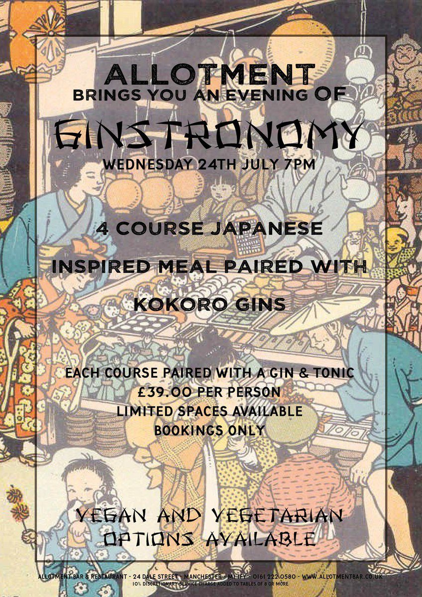 July Ginstronomy!

This months theme will be embracing a japanese inspired menu made to bring out the botanicals of Kokoro Dry Gin and other exciting Kokoro expressions.

Places are very limited so get involved!