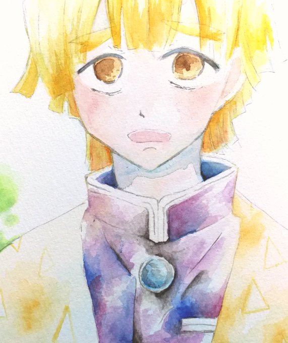 せんか（闘病中）さんがTwitterに投稿した我妻善逸(鬼滅の刃)のイラスト。