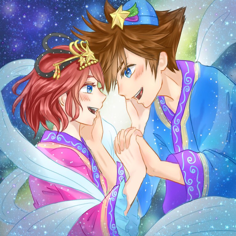 mihau_my's tweet image. #リプきたキャラを持てる限りの力を使って可愛い絵柄とかっこいい絵柄で描きわける 
七夕グリミキミニのコスのソラカイちゃん！
かっこいい絵柄とは()って感じだけど、ソラカイはどうしてもイチャイチャさくなってしまったので…！！！！！😂💗