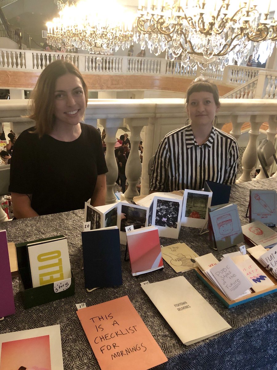 dcartbookfair's tweet photo. 👋 Colleen Itani and Kelly Lorraine Hendrickson at #dcartbookfair2019! SO many books and zines here today. 🥰 https://t.co/sB4u2irzNz