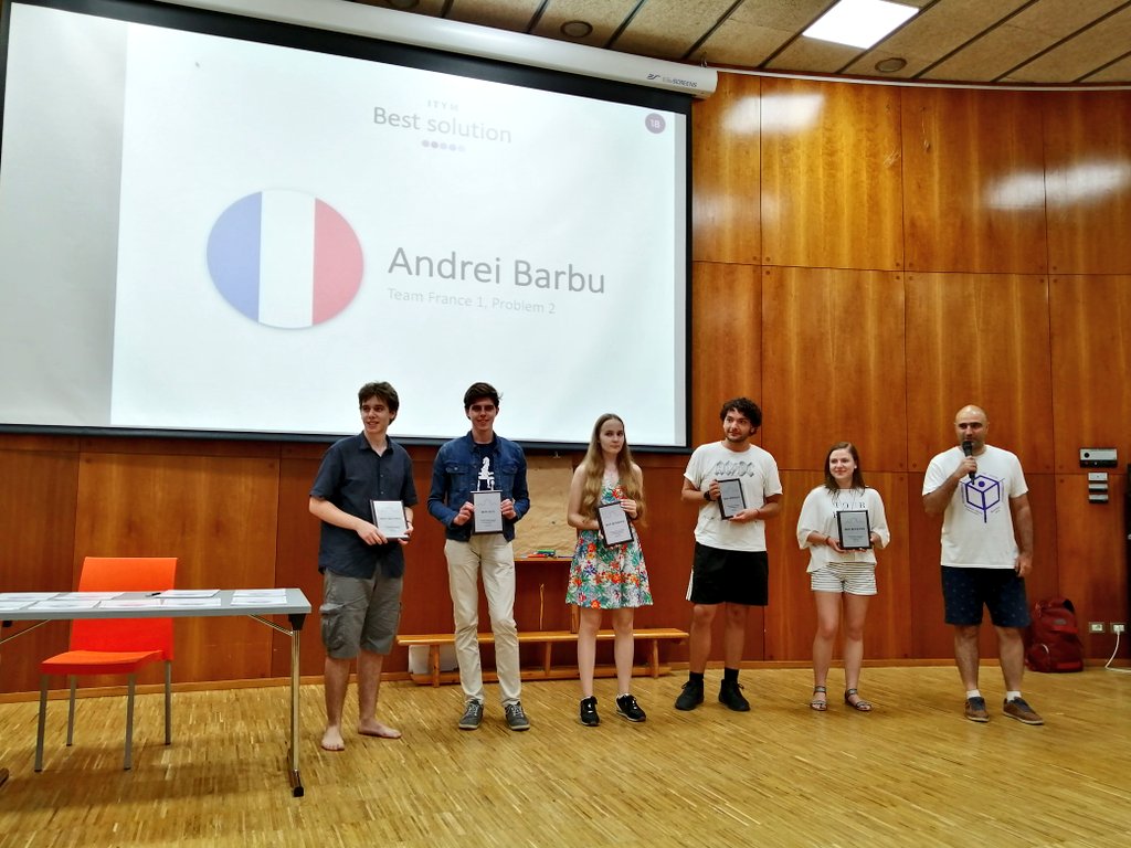 TFJM2's tweet photo. The best solution goes to Andrei Barbu from team France 1 for his work on problem 2! #ITYM2019 @asso_CSK @Asso_Animath https://t.co/udN3WsWVhh