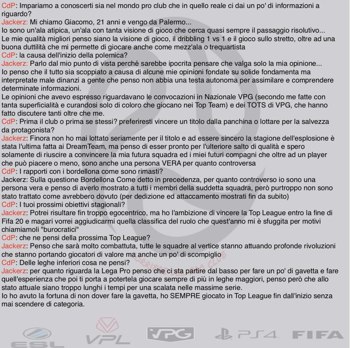 Corrieredelpro1's tweet photo. La prima intervista targata Corriere del pro club, è dedicata al calciatore più discusso del mese di giugno e oltre, @JackerzYTB.
Eccola a voi, mi raccomando seguiteci in tanti quotidianamente. 
#proclub https://t.co/1uzjJ4sPBj