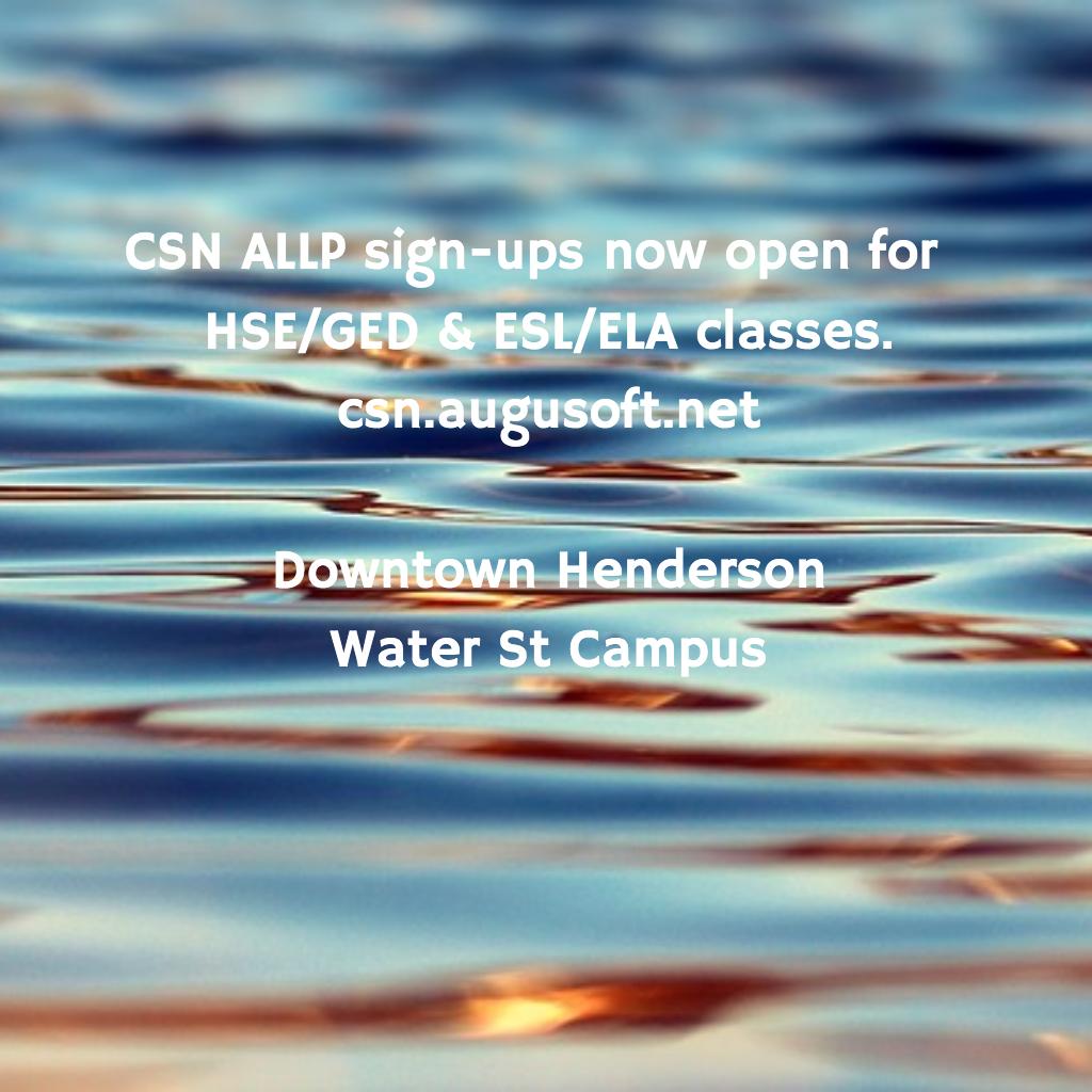 csnACES's tweet photo. Water St campus holding registrations for @cityofhenderson area classes! #GibsonLibrary #CSNGreenValley #CSNWaterST #hse #GED #ESL #ELA #Hiset #free @hendersonlibraries @CSNCoyotes https://t.co/a0EMO7Rh5j https://t.co/LZEzKaHQeF