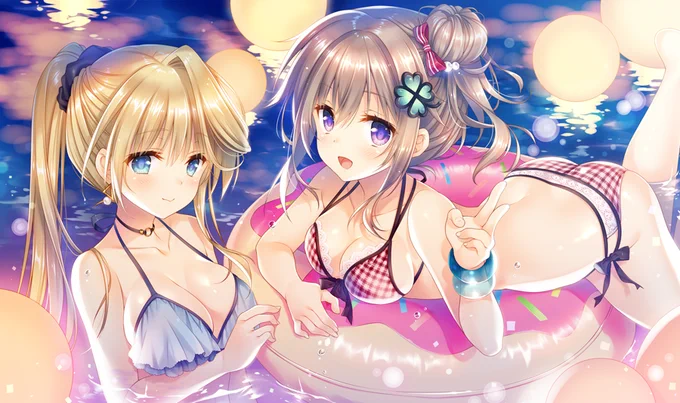 #ポニーテールの日
なので小説挿絵から1枚。ドキドキナイトプールなシーン!
「同棲から始まるオタク彼女の作りかた」3巻は7月20日発売ですー!
https://t.co/UnLQRR9Qrv 