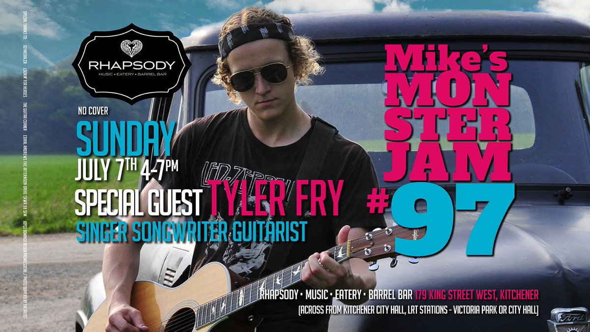 Mike's Monster Jam #97 today, @ 4pm - 7pm special guest Tyler Fry and Cory Turnbull, @randallcoryell  #sundayfunday #coolaircon #coollibation #greatmusic #dtk #victoriastation #downtownkitchener #greatcocktails #livemusic #songwriter #singer #supportlocalmusic <a href="/Rhapsodybarrel/">Rhapsody Barrel Bar</a>