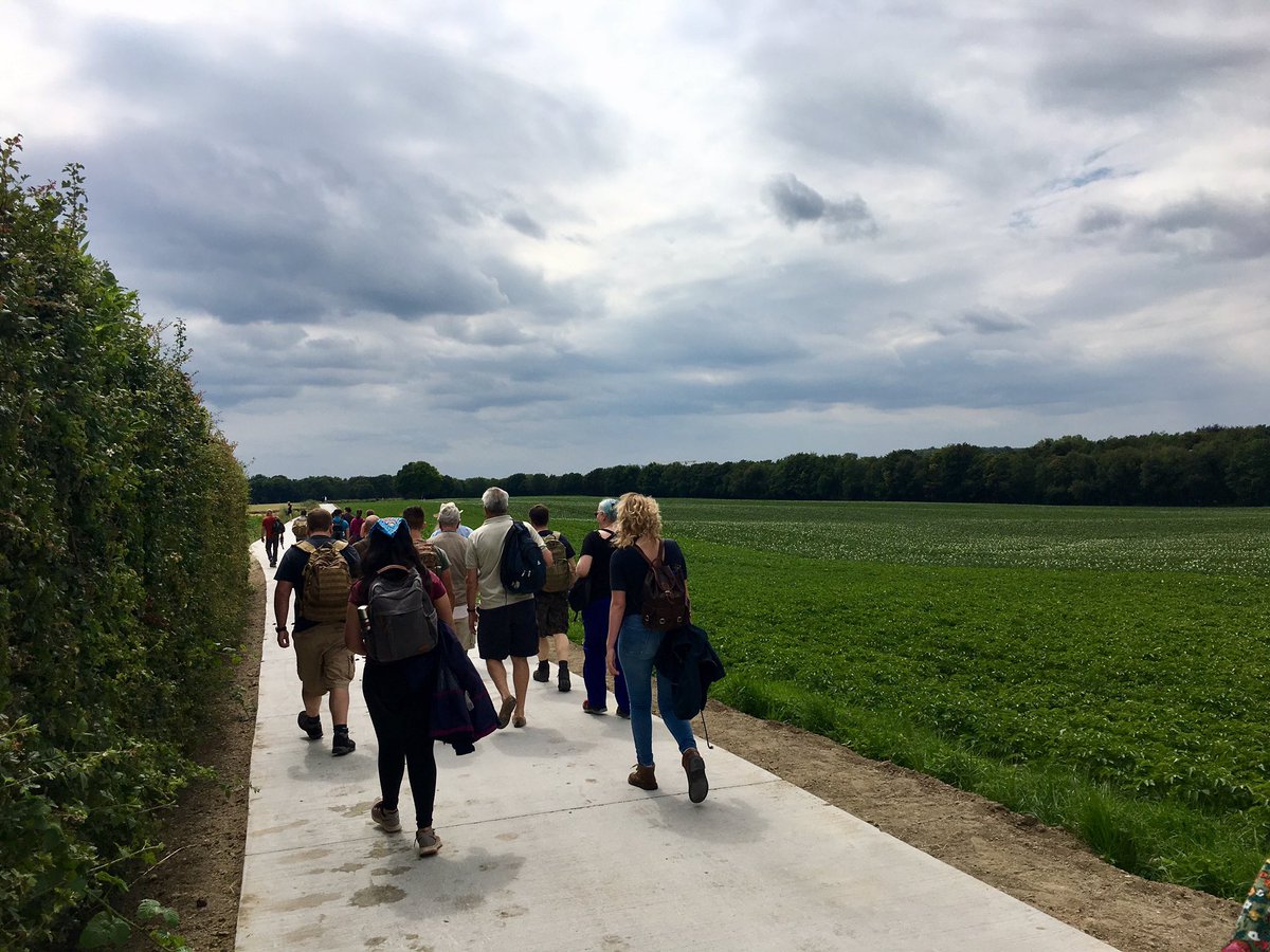 hildevanderheul's tweet photo. Walking across the battlefield towards Hougoumont. Could not be more excited to start pulling trenches tomorrow! #myteamisthebestteam #WaterlooUncovered #digwaterloo #veteranrecovery #battlefieldarchaeology https://t.co/CYizkDfNxa