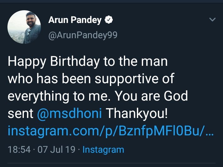 Arun Pandey (Manager of MSD) wishes!  #HappyBirthdayMSD
