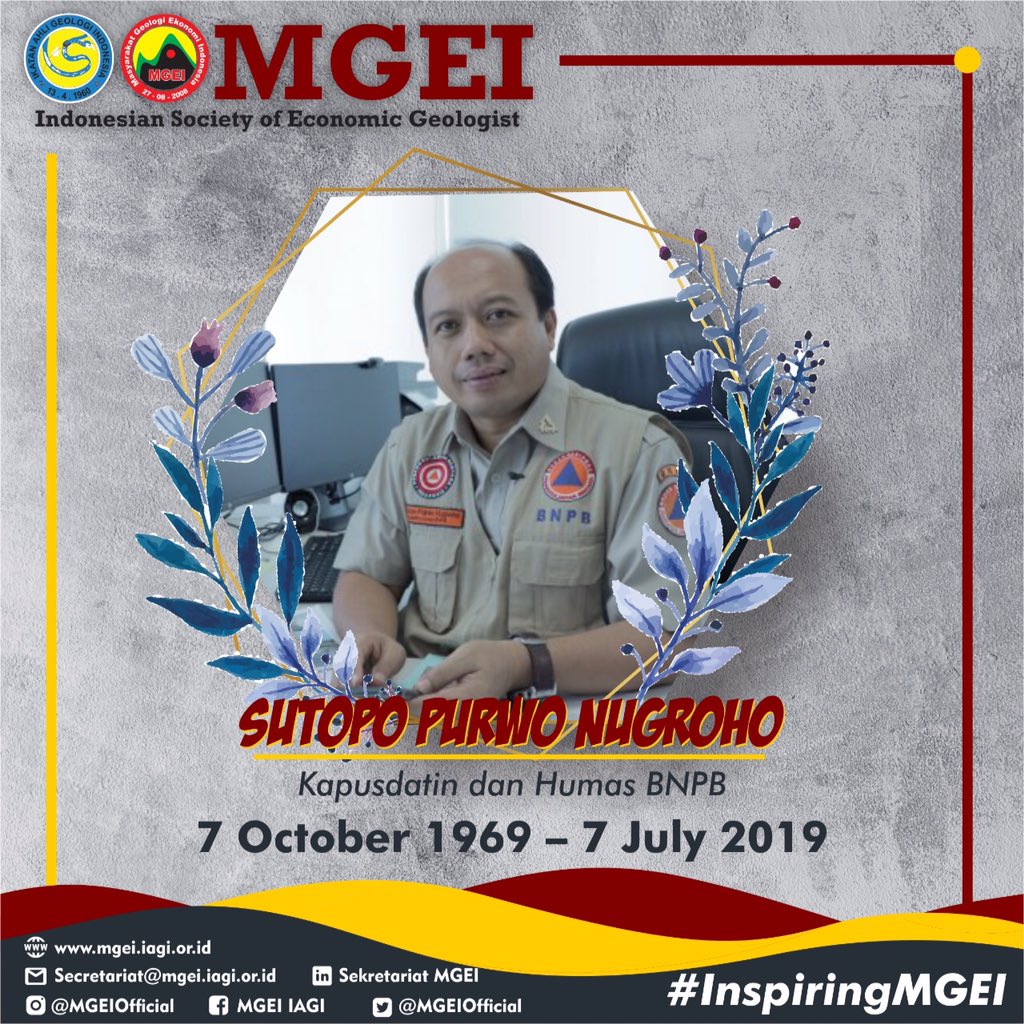 Segenap PP MGEI mengucapkan turut berdukacita atas berpulangnya Bpk Sutopo Purwo Nugroho.

Semoga Almarhum husnul khotimah dan mendapat tempat terbaik di sisiNya, dan kiranya keluarga yang ditinggalkan beroleh ketabahan.
🙏🙏🙏🙏🙏

#InspiringMGEI
#PPMGEI
#KomMGEI