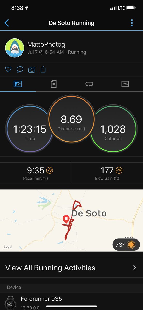 Mattophotog's tweet photo. The face of defeat as the heat took its toll and I failed to complete my 10 miler today. I’m sure @DeSoto_XC would kick my butt for stopping, but #heatstroke has no pity when you are 48. #Listentoyourbody #Run4Brandon #TeamMomentum @RunJCRC https://t.co/8ycW6tZjpX