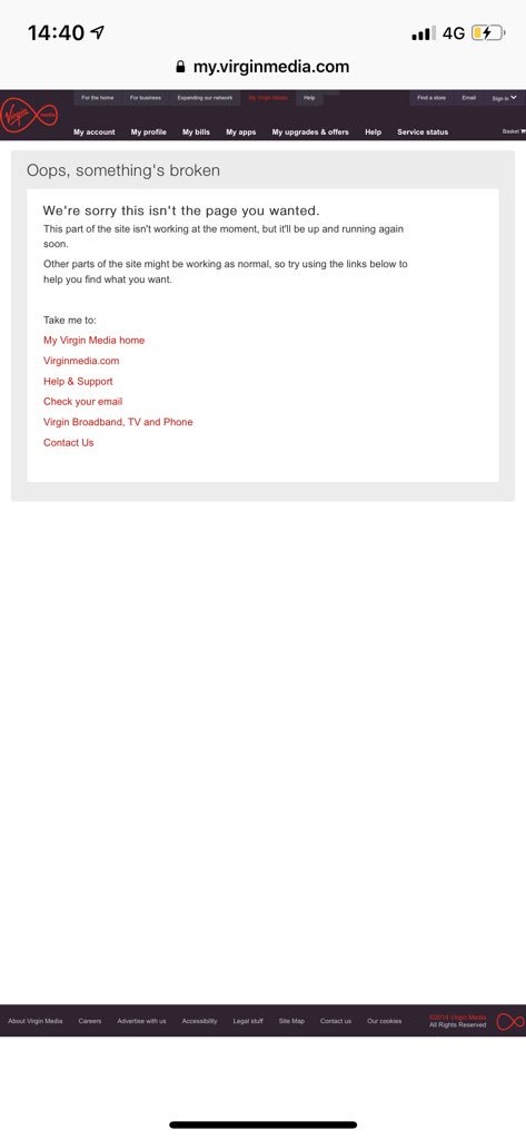 LCampionDesigns's tweet photo. @virginmedia It says that there are no known broadband issues. And it won’t let me reset our account password so that I can sign in to test our service https://t.co/4hdNOHauGG
