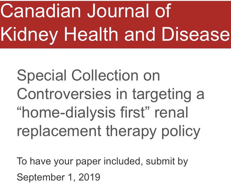 Do you have something to say or write or research to share on home dialysis first? Submit it here journals.sagepub.com/page/cjk/colle… for a special issue of #CJKHD