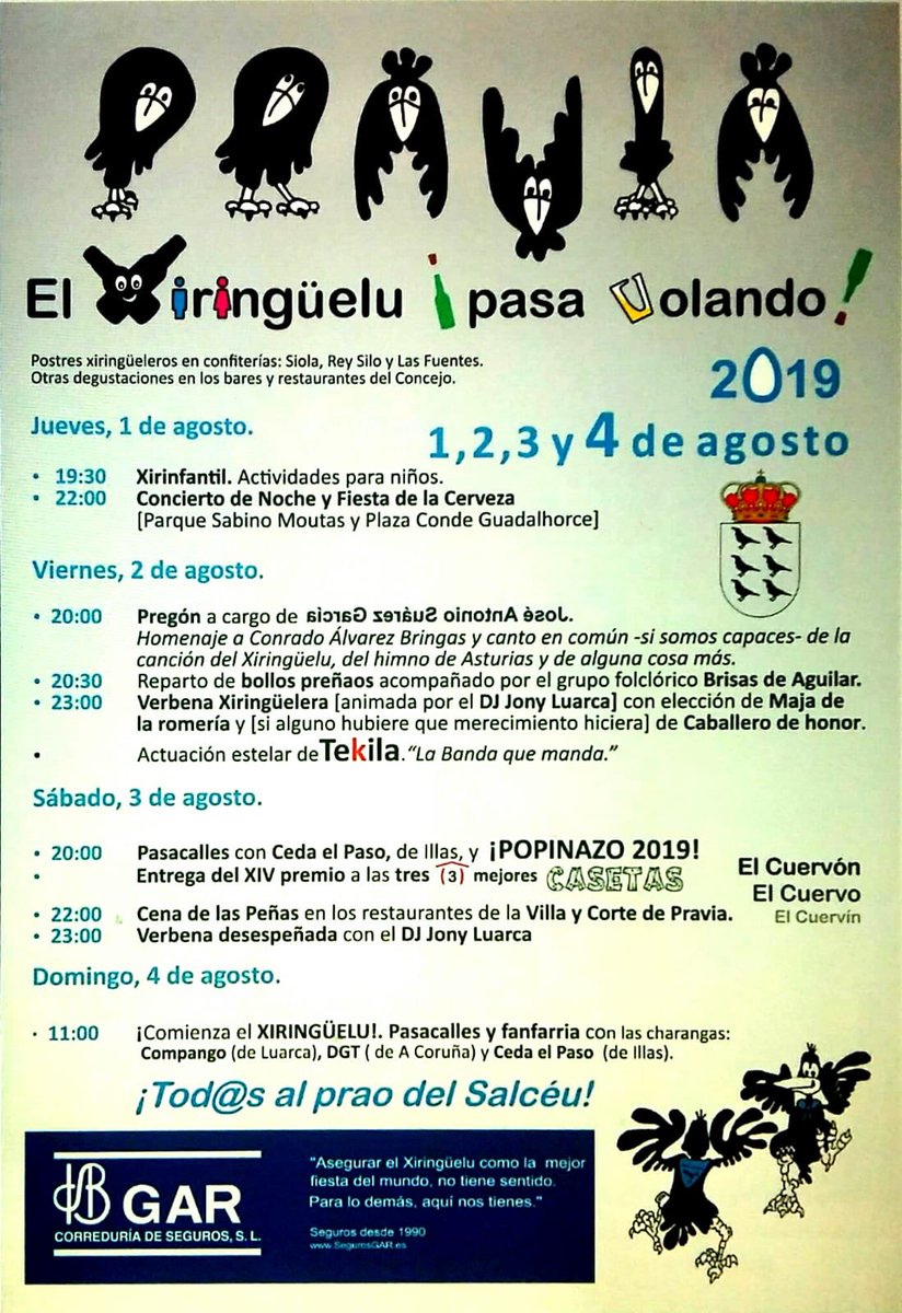 Programación #Xirin 2019 🔥🔥🔥
La Cofradía agradece compartir y difundir 💛💙
#Xiringuelu #PasaVolando