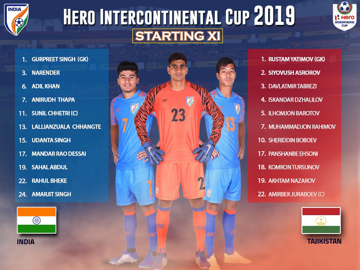 footluIND's tweet photo. Here is the line up ..
Get ready to cheer for our blue tigers

#INDTJK #BackTheBlue #BlueTigers #IndianFootball https://t.co/kRscV5jDBT