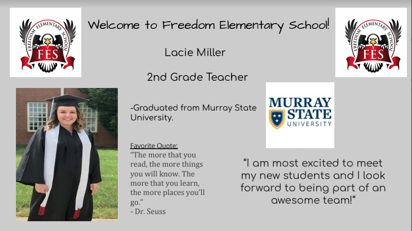 Freedom42240's tweet photo. Welcome also to new 2nd Grade teachers Mrs. Miller and Ms. Goode! https://t.co/VBlYnYvAzg