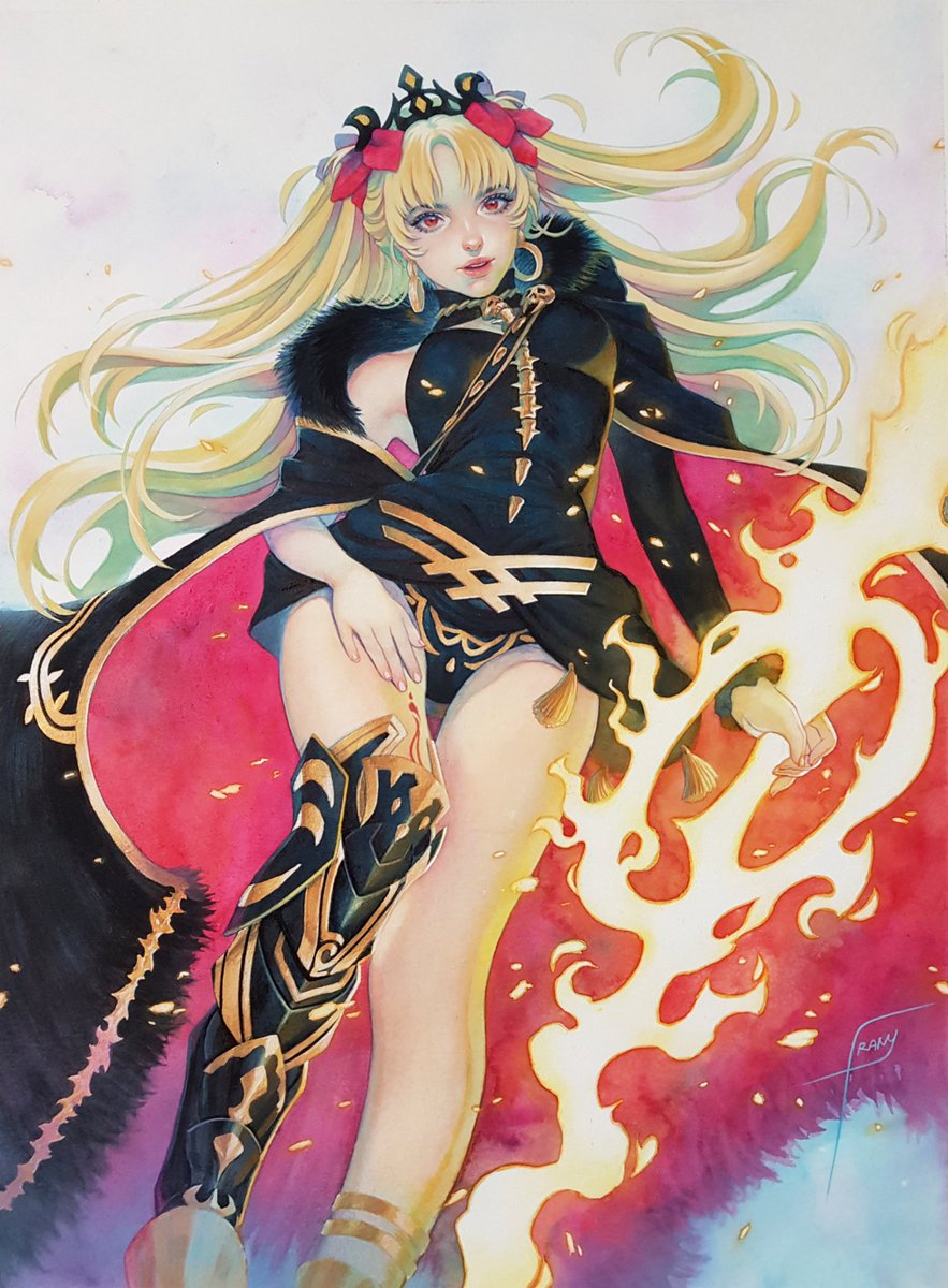Ereshkigal from Fate Grand/Order Took a while blending layers on a smooth hot-pressed watercolor paper, so I used a mix of watercolor, gouache and poster color for this one. 😊👌 Watercolor on 40x30cm 300 gsm hot-pressed paper #painting #FGO #ereshkigal #commission #Watercolor