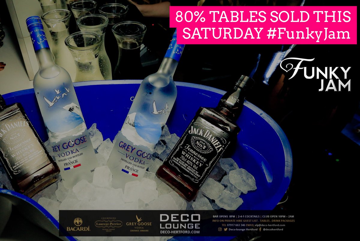 🍾80% TABLES SOLD, #FunkyJam This Saturday BOOK YOURS TODAY, DON’T MISS OUT🥂 
.
1️⃣MC CREED✔️
2️⃣EGYPT- IN THE MOuRNING LIVE PA✔️
3️⃣LONYO - performing GARAGE GIRLS &amp; SUMMER OF LOVE LIVE!✔️
4️⃣DJ D’LOOSE✔️
5️⃣CEM HOROZ✔️
7pm - 3am / 2 floors