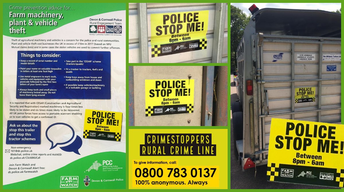 Yesterday's operation also allowed us to discuss #CrimePrevention with #farmers particularly the #theft of #livestock #trailers. Advice given for safety &amp; security around trailers &amp; "Police STOP ME" stickers were provided which is just one of our #RuralCrime #Prevention schemes!