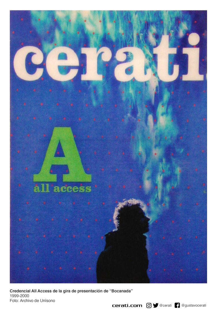cerati's tweet photo. Credencial All Access de la gira de presentación de “Bocanada”
1999-2000
Archivo de Unísono https://t.co/cpvvxf3n5E
