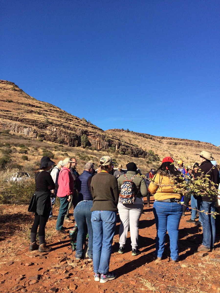 PickeringRobyn's tweet photo. @DrJayneWilkins leading the #ASAPA2019 field excursion around the fascinating Ga-Mohana site, part of the @NorthOfKuruman project https://t.co/NKruPUe5Mr