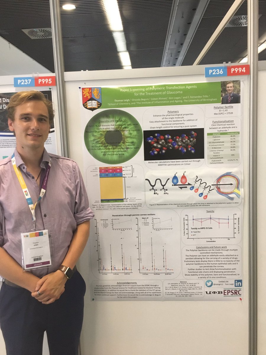 taleigh12's tweet photo. Poster up and ready for #IUPAC2019 come and find me at poster 236 till Tuesday to talk about polymers for glaucoma #findtheeye https://t.co/HLKq76Zi1m