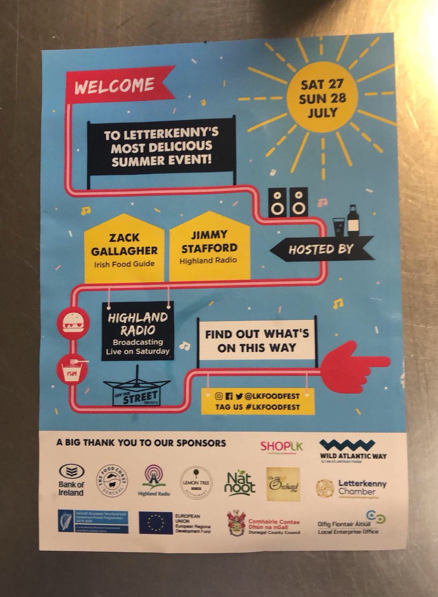JimmystaffordDJ's tweet photo. We have the schedule ready and printed for this years @LKfoodfest and it’s a bit of a cracker if I do say so myself...#cookerydemo #music #challenges #producertalks #masterclasses #familyfun #lkfoodfest #donegalfood https://t.co/JBNgWFfKjX
