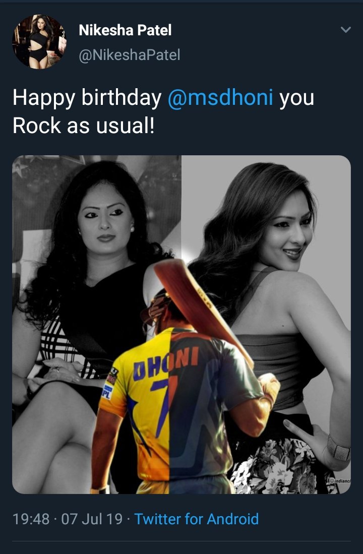 Komaram puli fame Nikesha Patel wishes!  #HappyBirthdayDhoni