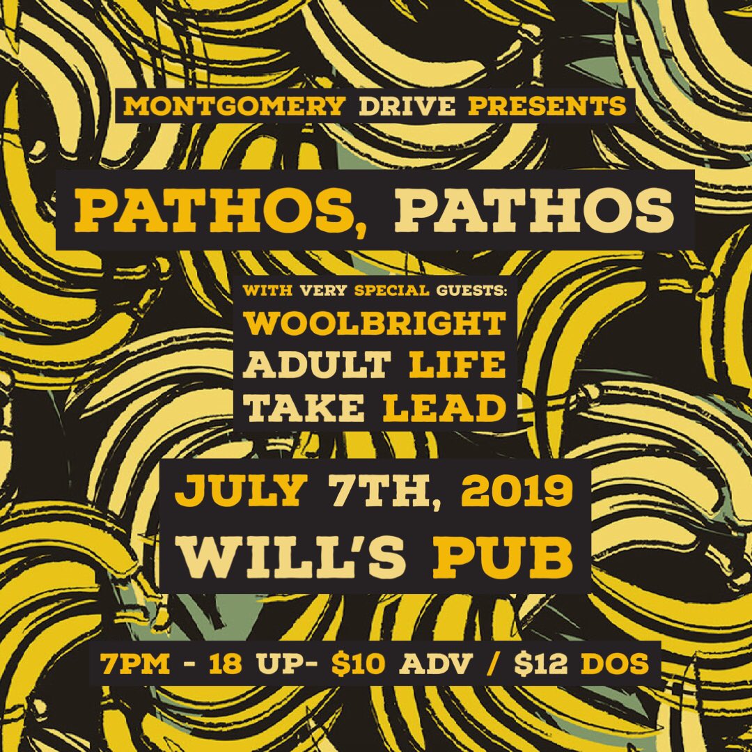 MontgomeryDrive's tweet image. 7PM TONIGHT at @WillsPub 🍻

@Pathos_Pathos are BACK!!!

Plus @AdultLifeBand, @WoolbrightBand, and @TakeLeadBand 

RSVP: facebook.com/events/1196899…
Tix: bit.ly/2YZAMWn