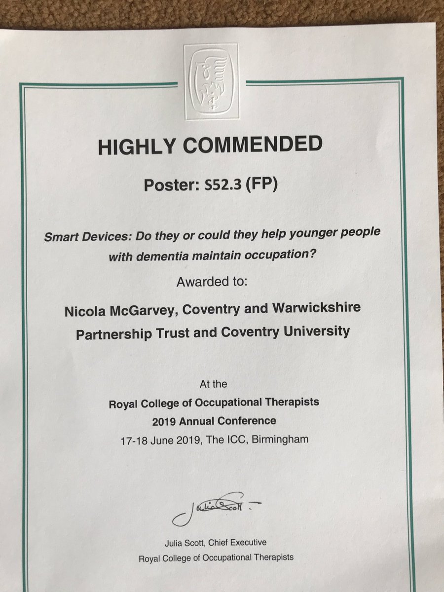 Nic (@mcgarveynic) on Twitter photo Look what came in the post! So chuffed to have been awarded this for my facilitated poster! Thanks so much for the recognition! @JuliaScottRCOT <a href="/theRCOT/">Royal College of Occupational Therapists</a> @CWPT_Research <a href="/CWPT_NHS/">Coventry and Warwickshire Partnership NHS Trust</a> <a href="/CovUni_CIRAL/">This account is no longer active</a> <a href="/CovUniResearch/">Coventry University Research and Innovation</a> Look what came in the post! So chuffed to have been awarded this for my facilitated poster! Thanks so much for the recognition! @JuliaScottRCOT <a href="/theRCOT/">Royal College of Occupational Therapists</a> @CWPT_Research <a href="/CWPT_NHS/">Coventry and Warwickshire Partnership NHS Trust</a> <a href="/CovUni_CIRAL/">This account is no longer active</a> <a href="/CovUniResearch/">Coventry University Research and Innovation</a>