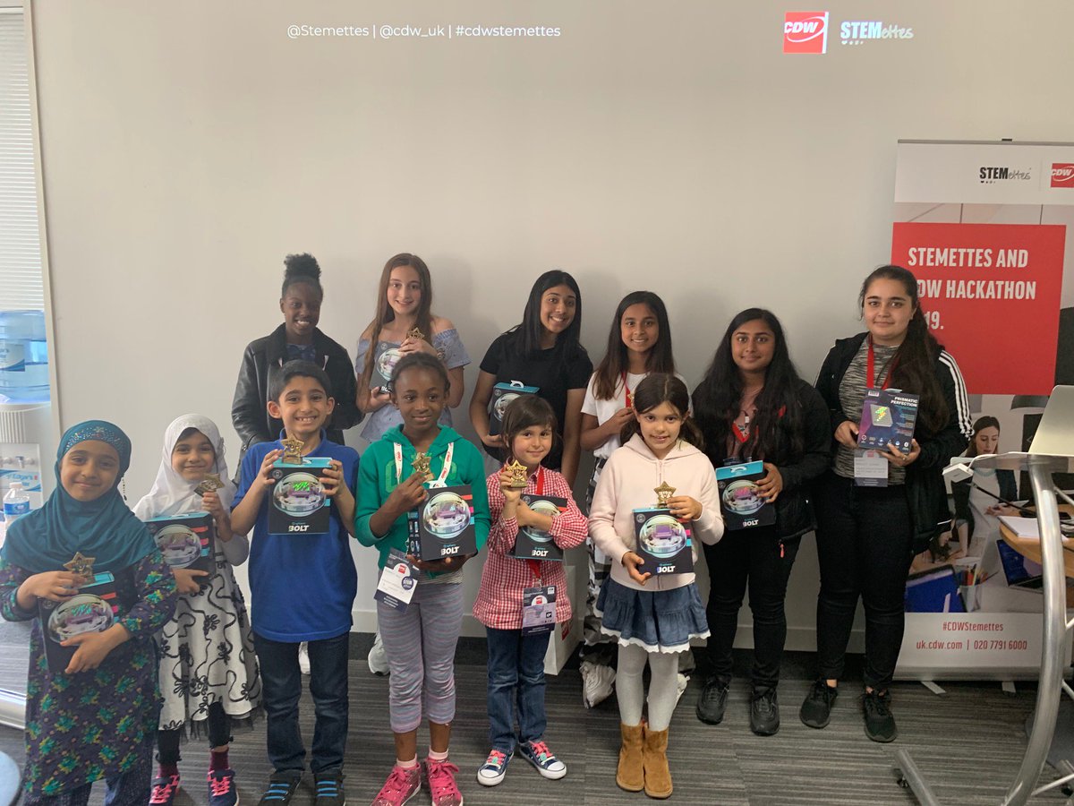CDW_UK's tweet photo. Congrats to the winners of the @CDW_UK &amp; @Stemettes #Hackathon! Judges Winners were Janice, Soraya, Jasmine &amp; Harneet. People's Choice Winners were Nusaybah, Sahlah, Muhammad, Isabella, Ella, Meera, Ababil &amp; Sorae who each win a Sphero Robot. #cdwstemettes #cdwsocial #womenintech https://t.co/uZEVLOlu9W