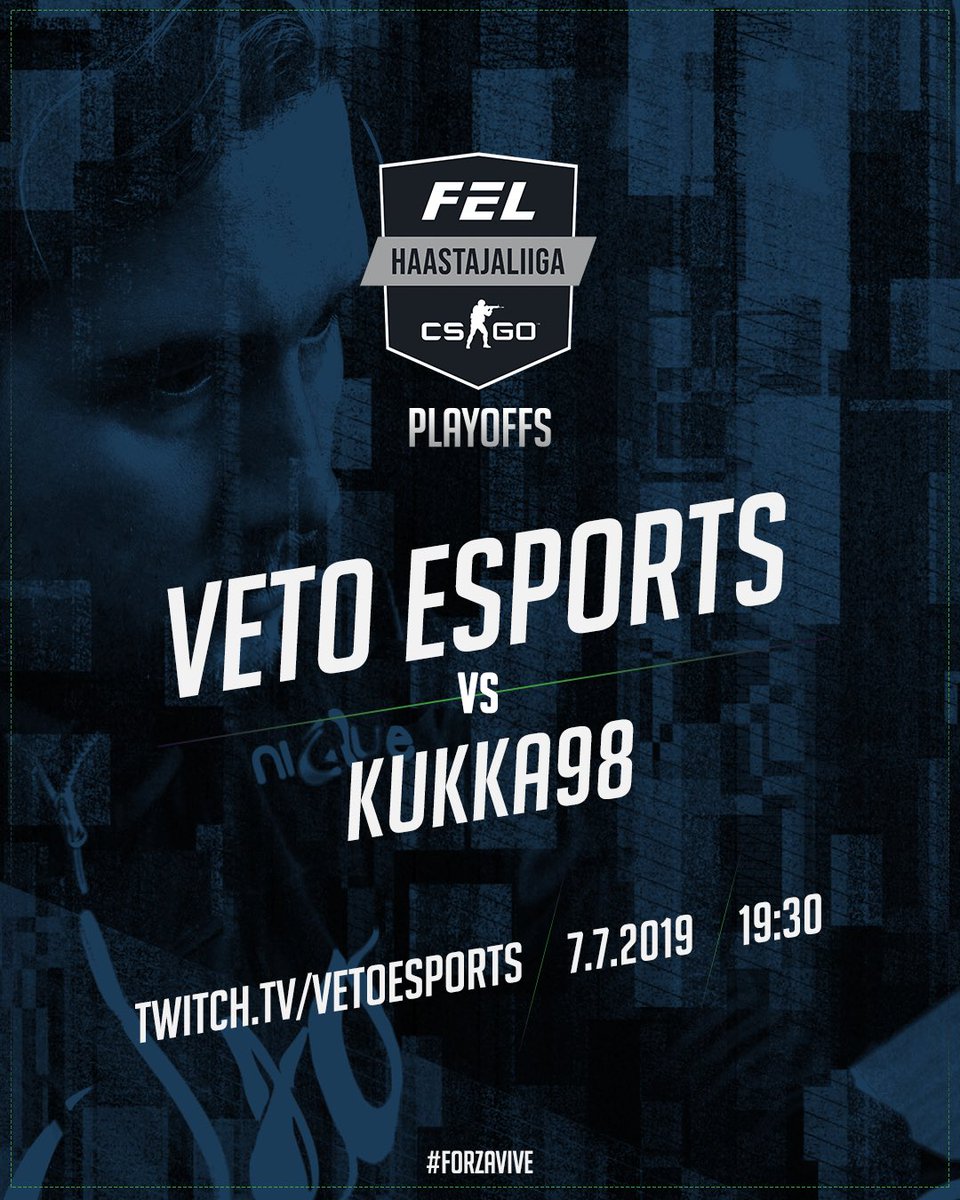 VetoEsports's tweet image. VETO HAASTALIIGAN FINAALIIN. 🤘🏼Finaalissa vastaan asettuu KUKKA98. Finaaliottelu tänään klo 19:30, paras kolmesta kartasta periaatteella.
▫️
Katso ottelu suorana veto.gg tai twitch.tv/vetoesports.
▫️
#forzavive #esportsfi #vimpelspulling