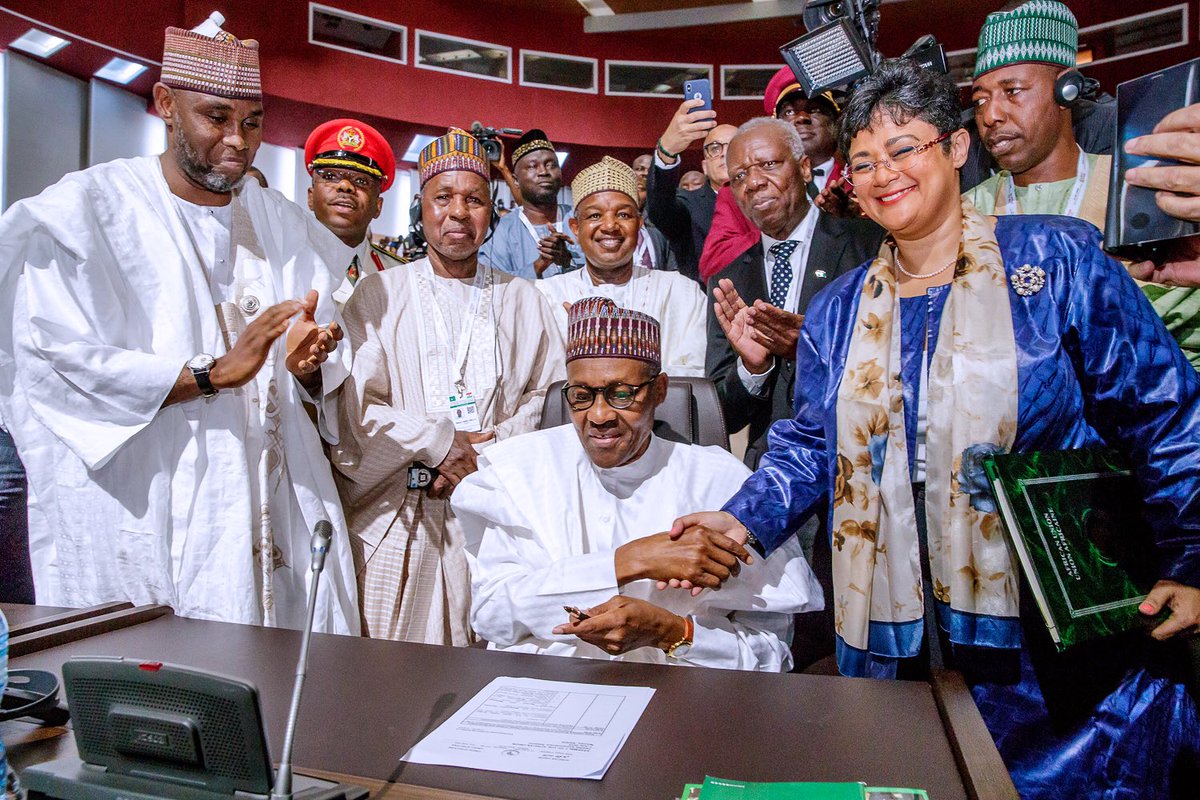 This morning in Niamey, Niger, I had the honour of signing the agreement establishing the African Continental Free Trade Area (AfCFTA), on behalf of Nigeria. I wish to assure you that Nigeria shall sustain its strong leadership role in Africa, in the implementation of the AfCFTA.