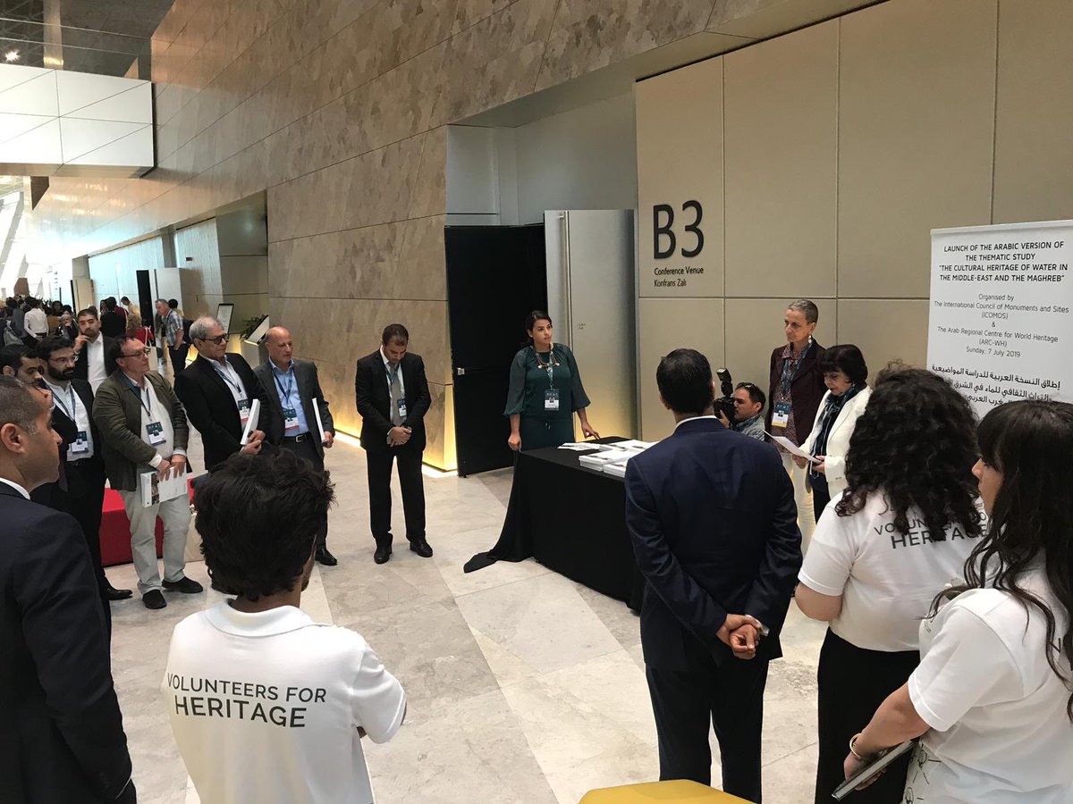 ARCWH's tweet photo. @ICOMOS &amp; ARC-WH would like to thank everyone who attended the launch of the Arabic version of the thematic study “The Cultural Heritage of Water in the Middle-East and Maghreb”, now available on https://t.co/L2jZHuhkf9 #43com #43whc #WorldHeritage #baku #Azerbaijan #unesco https://t.co/9IvbKvN05Y