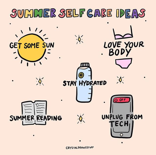 NAMICommunicate's tweet photo. Happy holiday weekend #SelfCareSunday! Here are some ideas how to practice self-care today. ☀️ 🍉 🏖️ 📚 https://t.co/I3NBZEnRSD