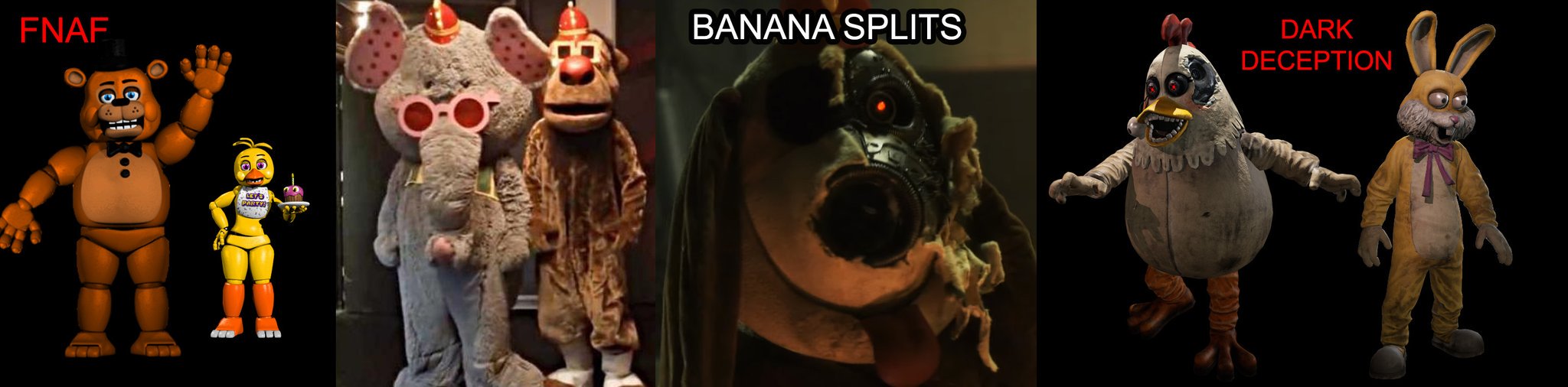 FNAF 1 Animatronics Vs Banana Split Animatronics.