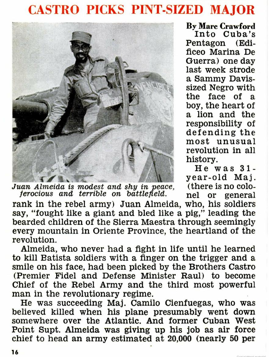 This article said Juan Almeida was a songwriter and had a hit song in Cuba while carrying out the revolution