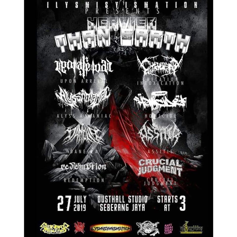 #PENANG SATURDAY July27, 2019 HEAVIER THAN EARTH 3pm DusthallStudio (6LorongKelasah3, TamanKelasah) #SeberangJaya ft. <a href="/uponarrivalmy/">Upon Arrival</a> <a href="/ChelationBand/">CxIx</a> <a href="/alyssamaniac/">A L Y S S  A  M A N I A C</a> <a href="/homicidemy/">Homicide 🇲🇾</a> @DANELLA_MY #Assitis #Redemption <a href="/CrucialJudgment/">CRUCIALXJUDGMENT</a>